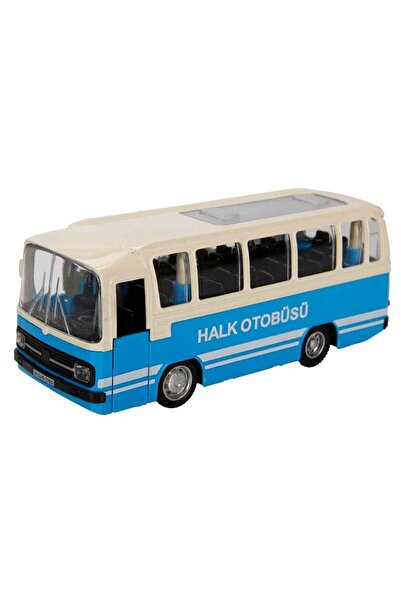 Genel Markalar Sesli Ve Işıklı Çek-bırak Nostaljik Halk Otobüsü 15 Cm - Mavi