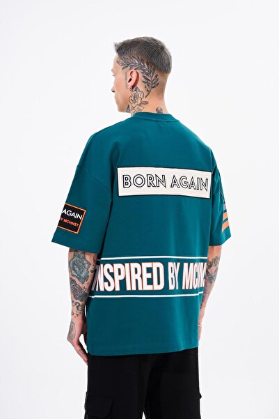 Machinist Men's Inspired By Machinist Printed Oversize Petrol Green T-Shirt