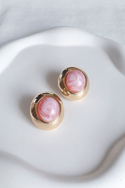 DEMOKAN Vintage Design Women's Earrings - Special Button and Non-Tarnish Detail