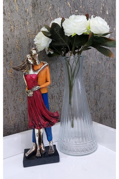 Gloriys Home & Decor Kırmızı kazaklı sevgili biblosu 29cm