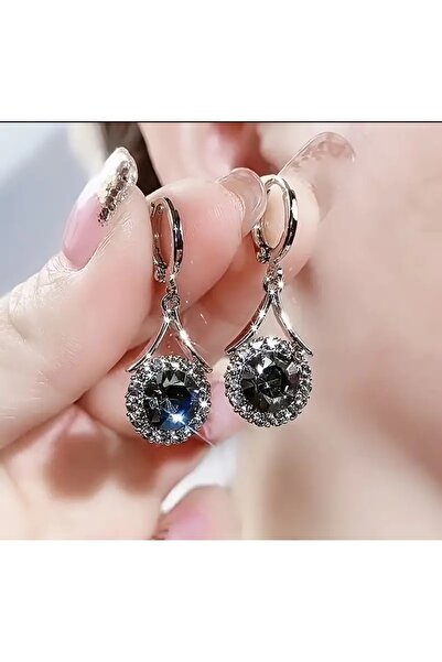 Redhead Yuvarlak Parlak Taşlı Sallantılı Küpe