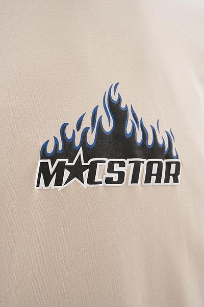 Machinist Tricou pentru bărbați Macstar Flame imprimat oversize bej deschis