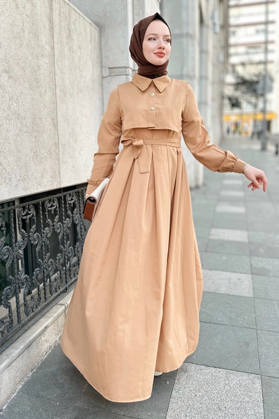 Gizce Elvie Camel Dress