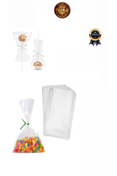 figanlar ambalaj 100 Pcs Transparent Glossy Non-Adhesive Cookie Bag 10X20Cm