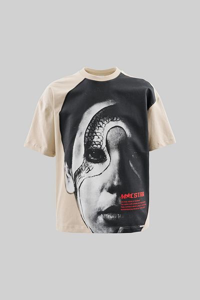 Machinist Ανδρικό μπλουζάκι Macstar Oversize Snake Face Beige
