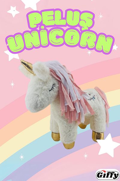 giffy Plush Unicorn 30 cm Tall Cute Unicorn with Hair Comb and Horn Gift for Children