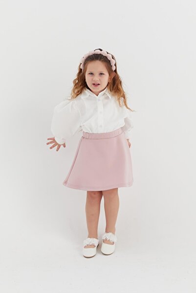 MARKALİSTE Powder Colored Children's Scuba Skirt