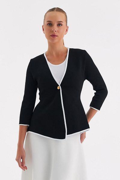MARKALİSTE Μαύρο πλεκτό μπουφάν Blazer