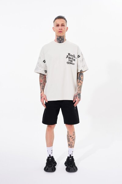 Machinist One Nine 86 Printed Men's Gray Oversize T-Shirt