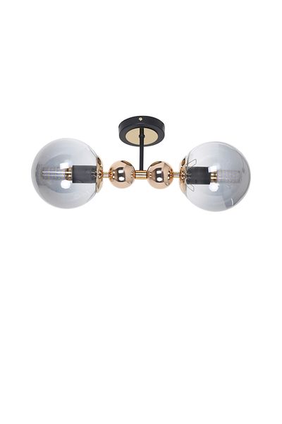 MŞ Aydınlatma Misket Black Gold 2 Smoked Glass Plafonier Chandelier