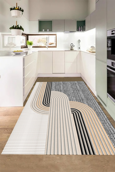 eco concept Dijital Baskı Mutfak Halısı, Çizgili Halı, Makinede Yıkanabilir, ...