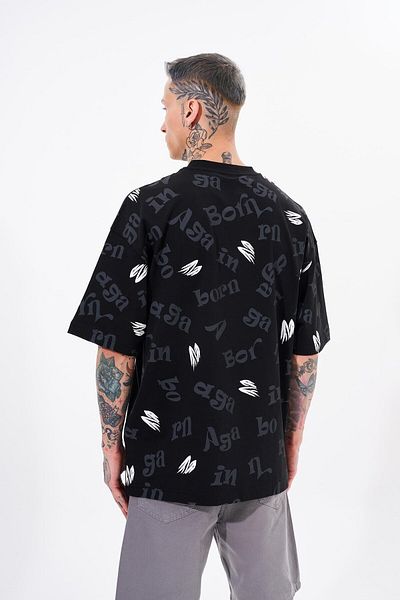 Machinist Men's One Nine 86 Printed Oversize Black T-shirt
