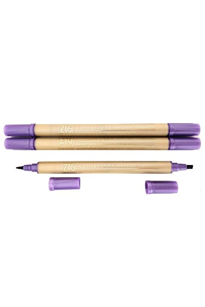 Zig قلم الخط ميتاليك/ذهبي Ms-8400-بنفسجي 124-3 قطع