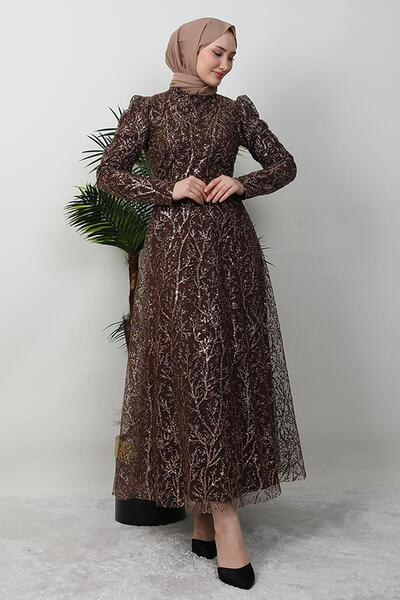 GİYZAMİLA Βραδινό φόρεμα Ayperi Tesettür Bitter Brown