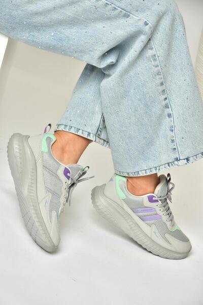 Fox Shoes U 702001504 Gray/Lilac Fabric Sports Shoes Sneakers