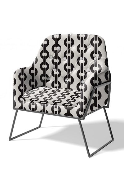 KumaşEvi Chain Patterned Polyester Fabric - Suitable for Upholstery, Bags, Cushions and Cover Use (1 m)