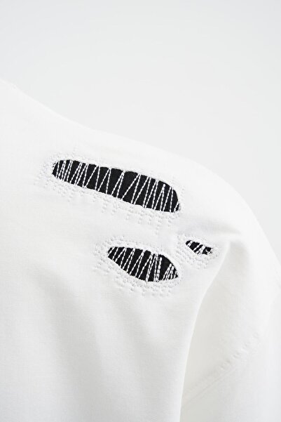 Machinist Чоловіча футболка Patchwork And Stitched Oversize Ekru