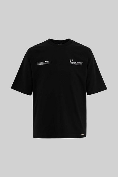 Machinist Ανδρικό μπλουζάκι με στάμπα Raglan Oversize Μαύρο T-Shirt