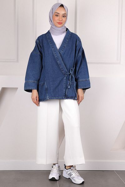 İmajButik Μπουφάν τζιν με τσέπες σε μπλε ναυτικό