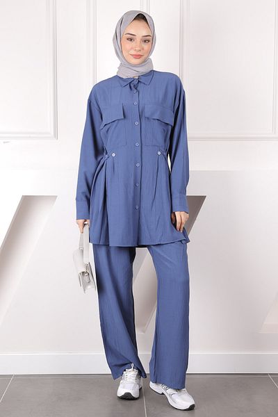 İmajButik بدلة تونيك جيب نيلي مع بنطلون