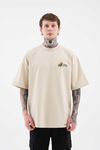 Machinist Ανδρικό μπλουζάκι Venus Covered With Weed Oversize Μαλακό Μπεζ