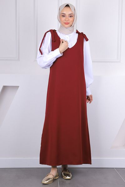 İmajButik Βουργουνδία με δεμένο γραβάτα στον ώμο