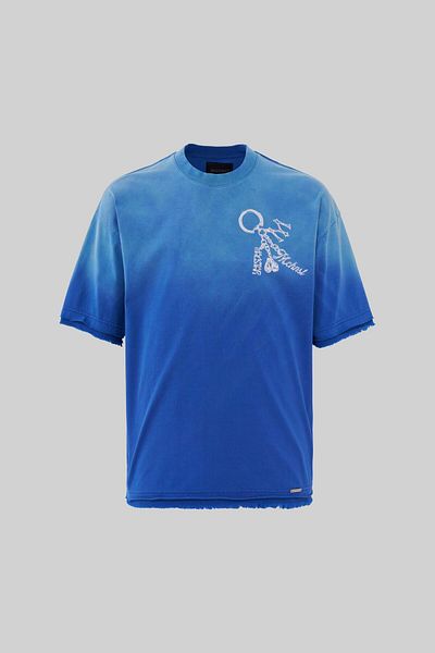 Machinist Tricou albastru supradimensionat, imprimat, lavabil, pentru bărbați