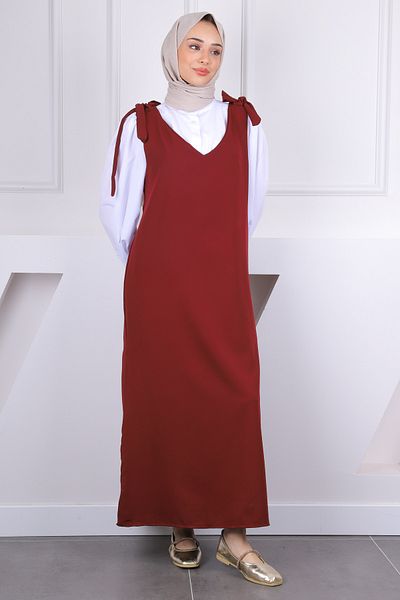 İmajButik Βουργουνδία με δεμένο γραβάτα στον ώμο
