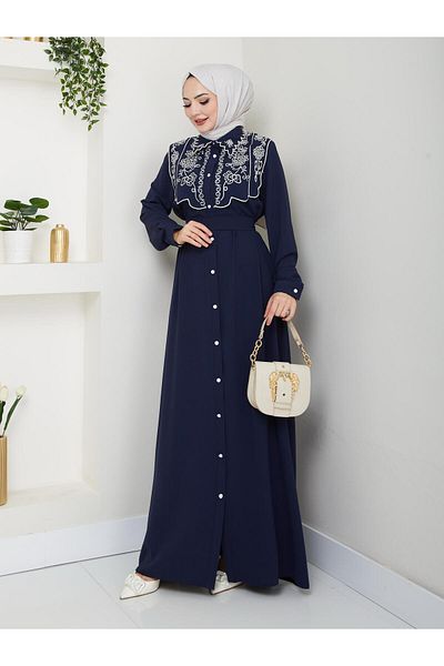 YEDİLALE Lace Embroidered Modest Evening Dress