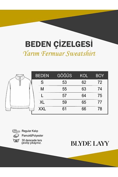 BLYDE LAYY Καφέ φούτερ με μισό φερμουάρ χωρίς εκτύπωση
