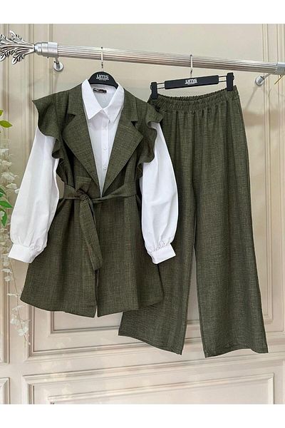 moda periy Women's Summer Ruffle 4-Piece Suit Is Teeset Kombin