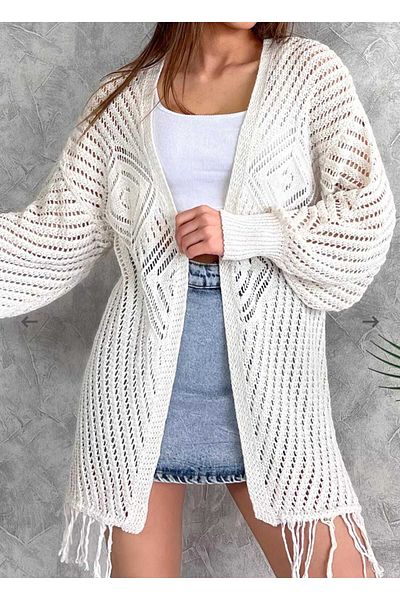 Fua Shop Women's Openwork Tassel Cardigan