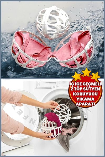 İnfeta Bra Protector Washer Interlocking 2 Ball Washing Apparatus - Bra Protector Washing Ball