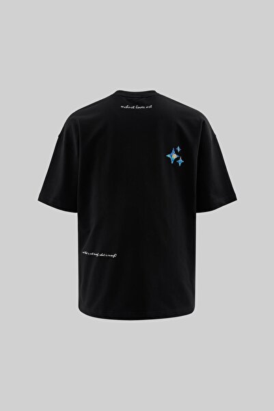 Machinist Ανδρικό μπλουζάκι The Starry Night oversized μαύρο