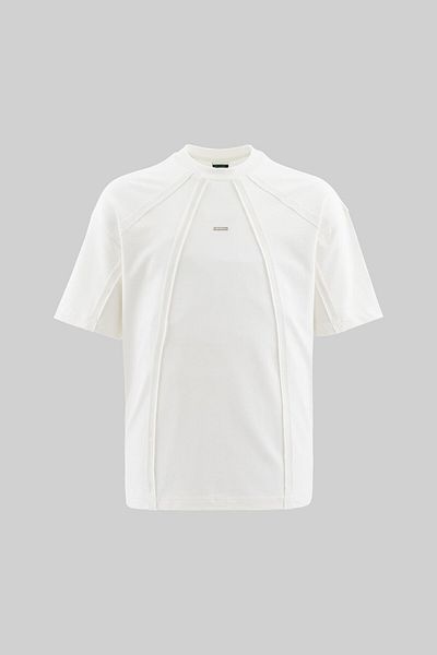 Machinist Men's Stitch Detailed Panel Oversize Ecru T-Shirt