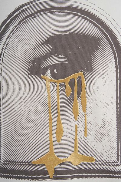 Machinist Men's Golden Tears Printed Oversize Space Gray T-Shirt