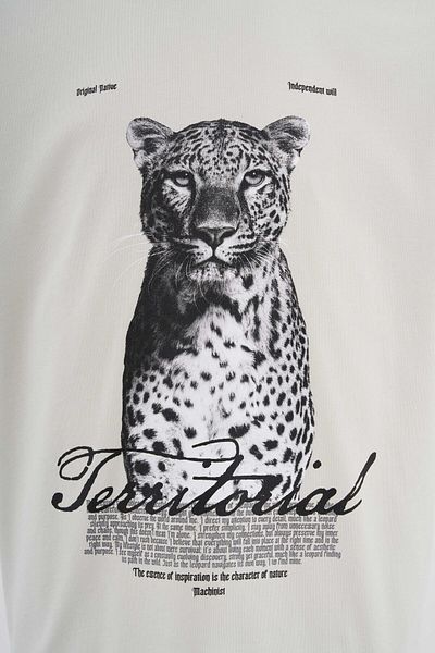 Machinist Men's Leopard Printed Oversize Space Gray T-Shirt