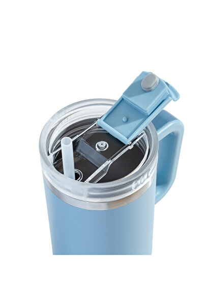 Tyeso 1200ml Vacuum Qq Thermos - Leak Proof with Straw, Double Wall, Light Blue