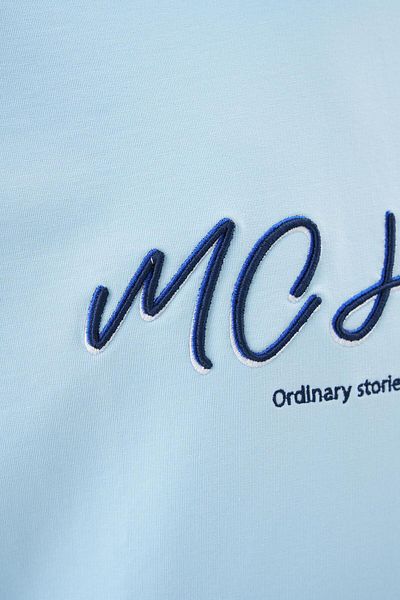 Machinist Tricou oversize albastru deschis pentru bărbați, colorat și tehnic, brodat