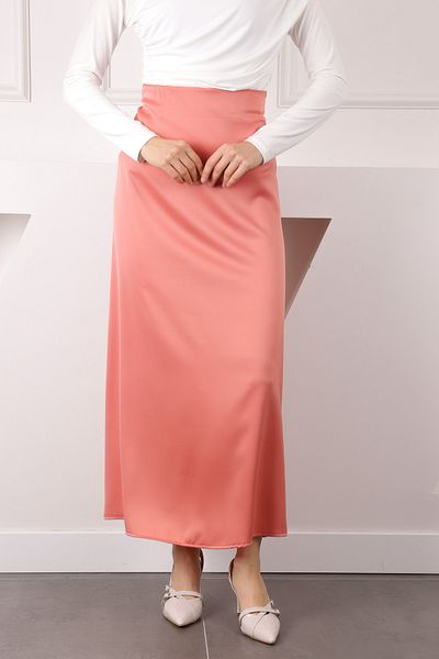 İmajButik Σατέν φούστα με φερμουάρ Salmon Side