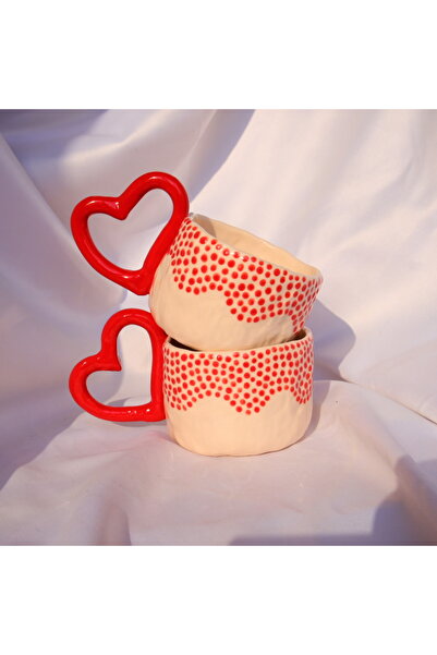Lily & Loly Ceramics Lily Series - Red Heart Ceramic Mug 200ml XL " Polka Dot...
