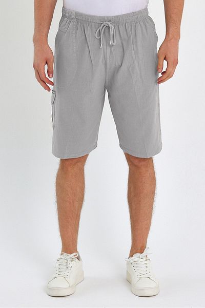 Dechers Ανδρικό σορτς Cargo Pocket Plus Size 100% βαμβακερό λινό E202