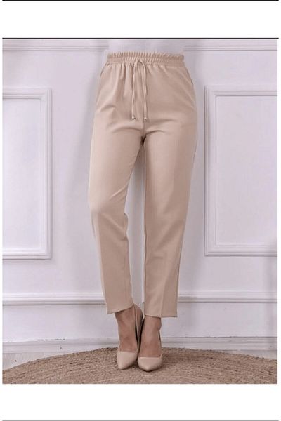 memetti m şekil Large Size Stone Color Carrot Leg Women's Trousers