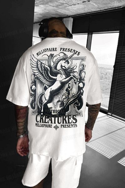 Millionaire Ανδρικό εκρού Λευκό Oversize Fit T-Live