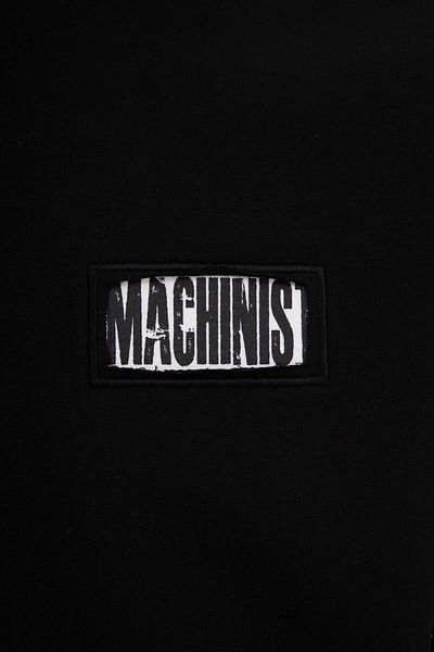 Machinist Men's Patchwork and Embroidered Oversize Black T-Shirt