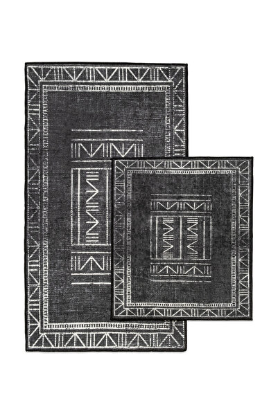 SENAX Etnik Desen 2'li Banyo Paspas Seti - Dijital Baskılı