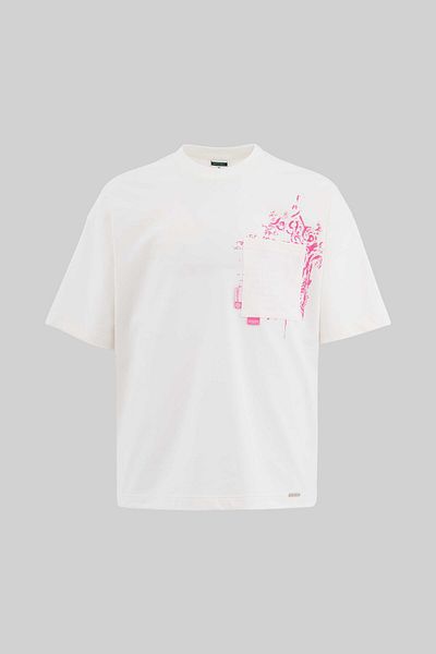Machinist Men's Label and Print Pocket Oversize Ecru T-Shirt
