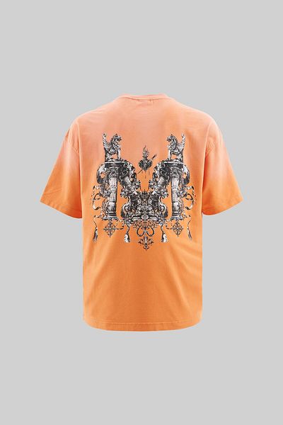 Machinist Ανδρικό μπλουζάκι με γράμμα M Washed Washed Oversize Πορτοκαλί T-Shirt