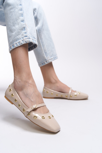 Riccon Thelmurn Women's Ballerinas 0012900 Beige Patent Leather