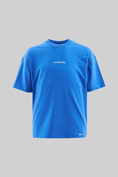 Machinist Tricou oversize albastru moale cu model de covor pentru bărbați